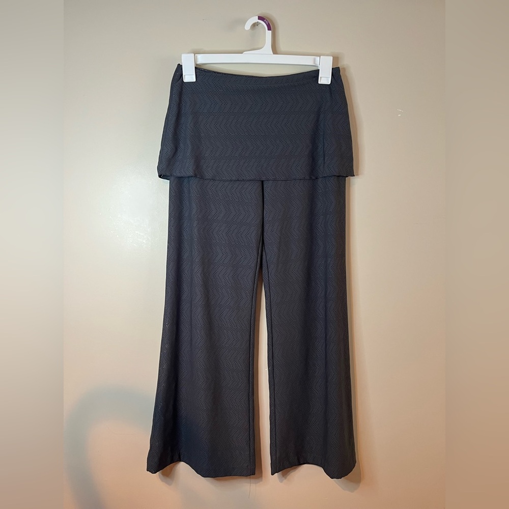 Prana Dark Gray Perforated Foldover Swim Cover-Up Pants NWOT